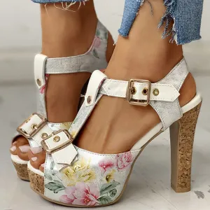 2020 Damen Plateau-Pumps Frühlingsbüroschuhe Blumen-Ausschnitt Quadratischer Absatz Stiefel Damen Plateau-Absätze Party Hochzeitsschuhe Fashion Nova Schuhe