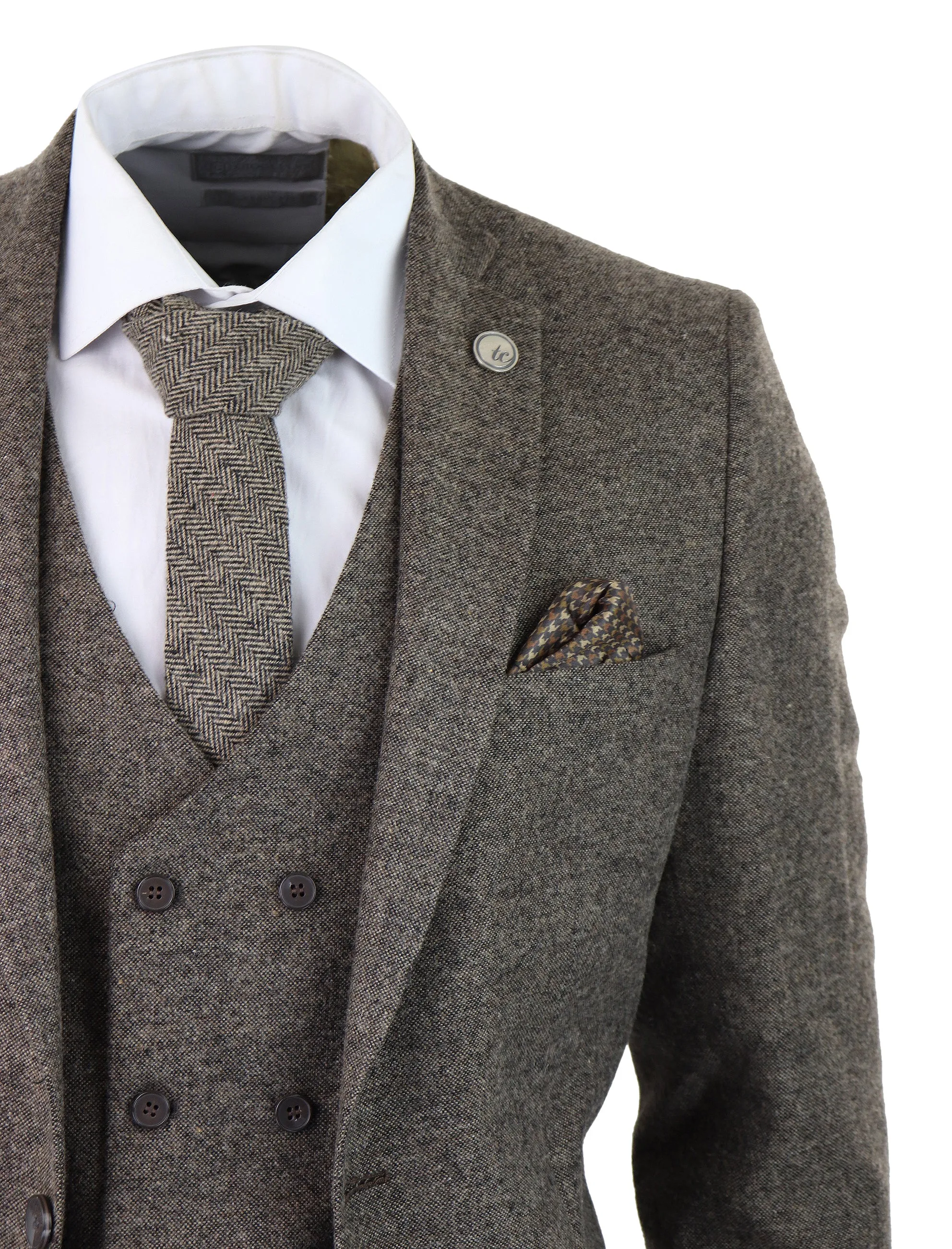 3-teiliger Anzug Doppelreihig Tweed