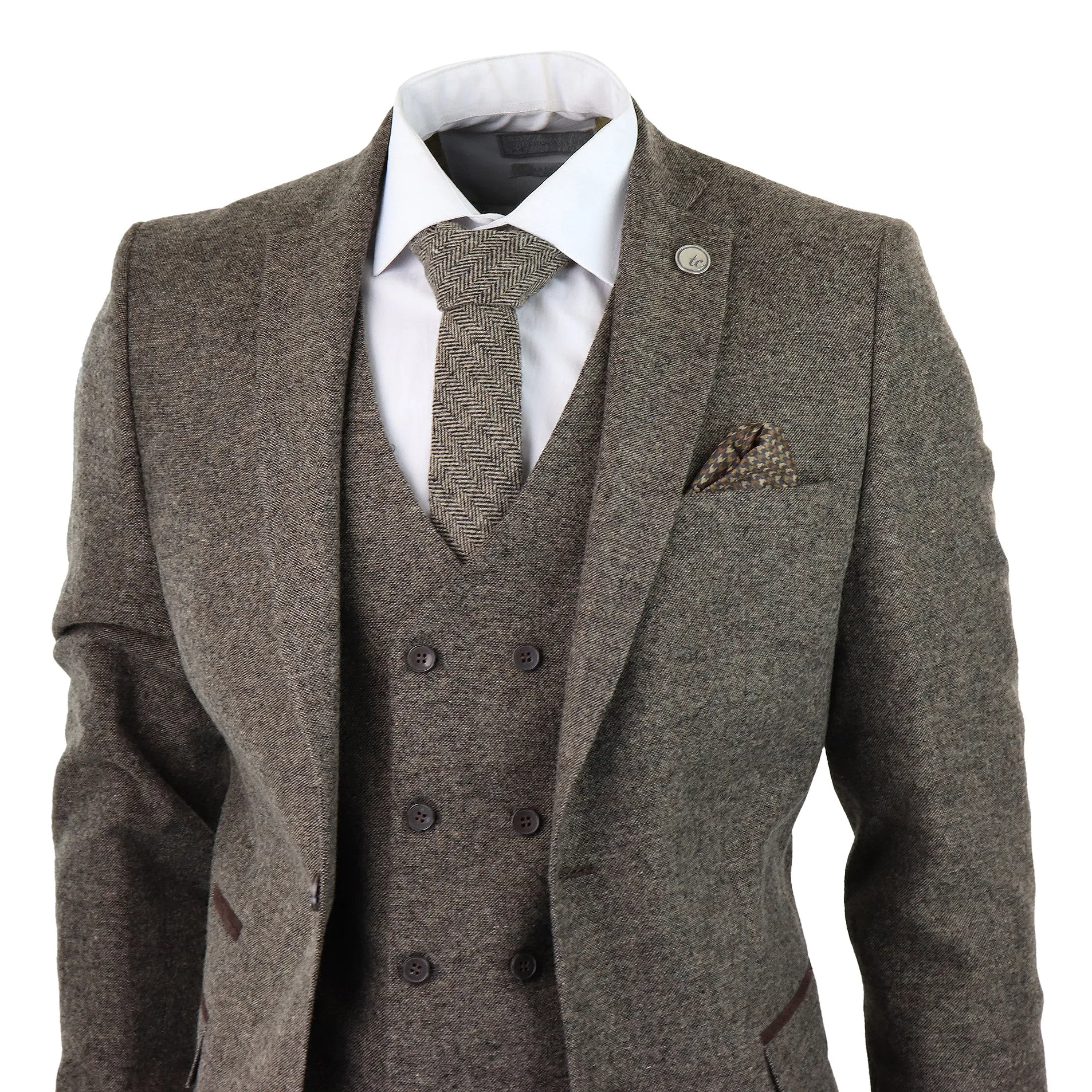 3-teiliger Anzug Doppelreihig Tweed