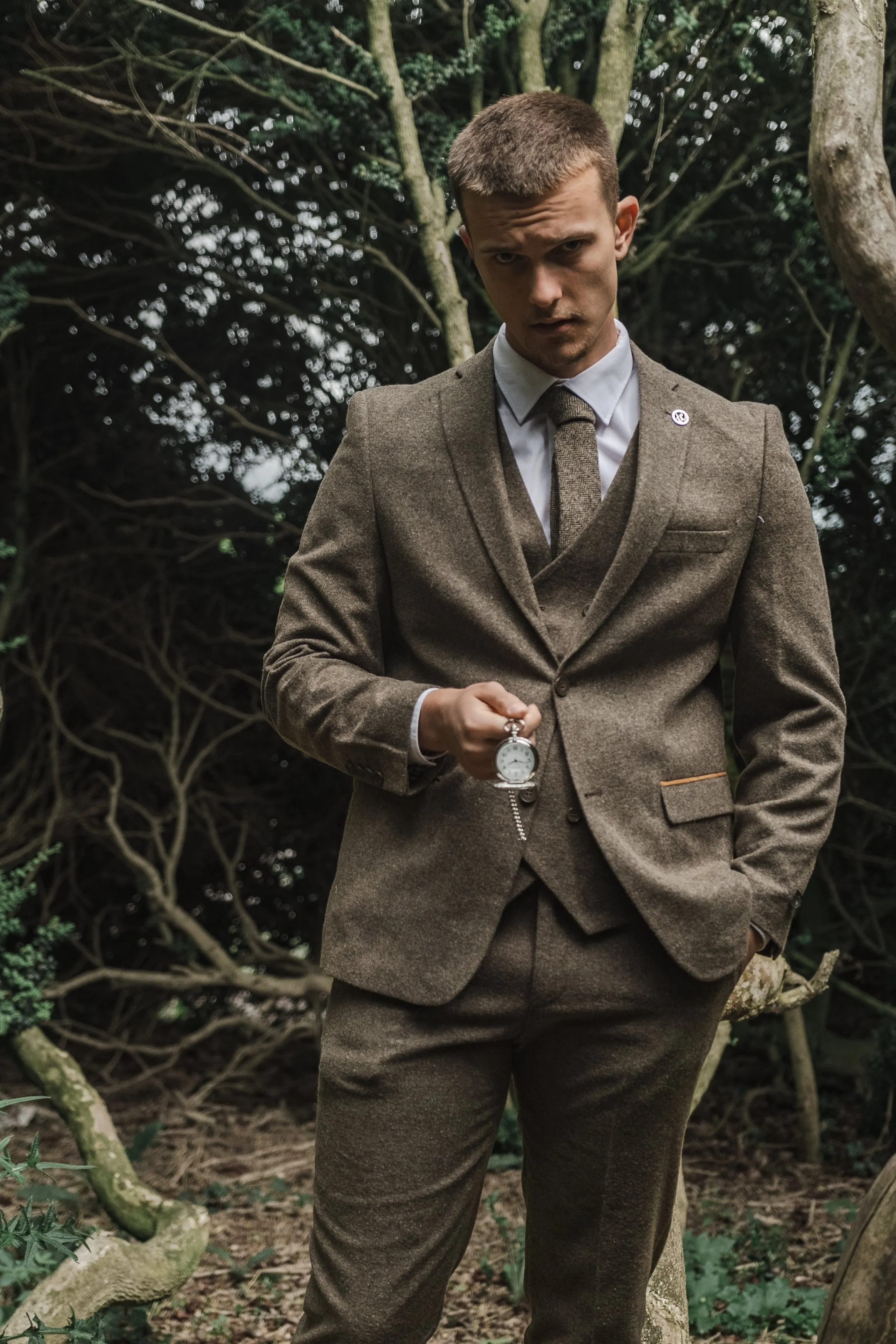 3-teiliger Anzug Doppelreihig Tweed