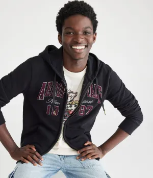 Aeropostale Herren Aeropostale 1987 Heritage Full-Zip Hoodie - - Größe XS - Baumwolle - Teen Mode & Bekleidung Schwarz Aeropostale