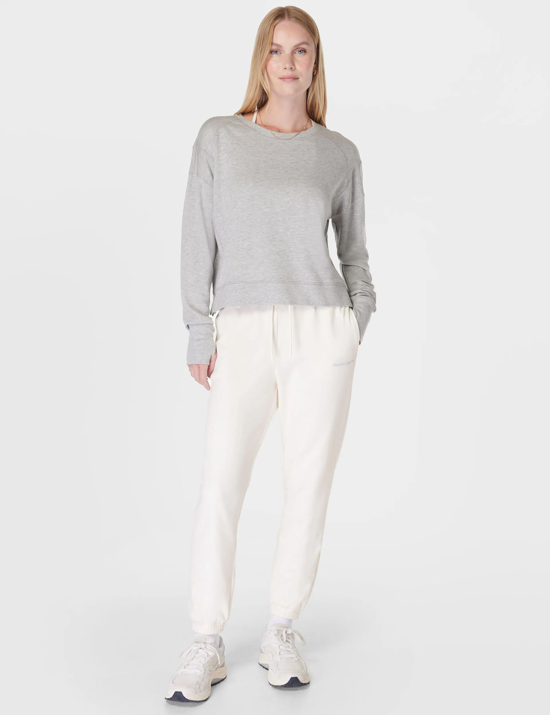 After Class Crop Sweatshirt - Hellgrau Melange