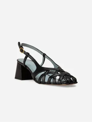 Alba Vegan Apfel-Leder High-Heel Sandalen | Schwarz