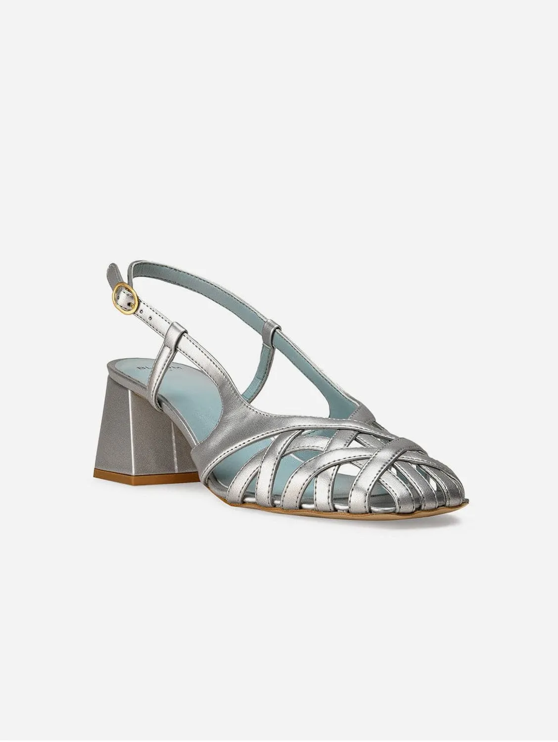 Alba Vegan Apfel-Leder High-Heel Sandalen | Silber