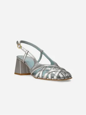 Alba Vegan Apfel-Leder High-Heel Sandalen | Silber