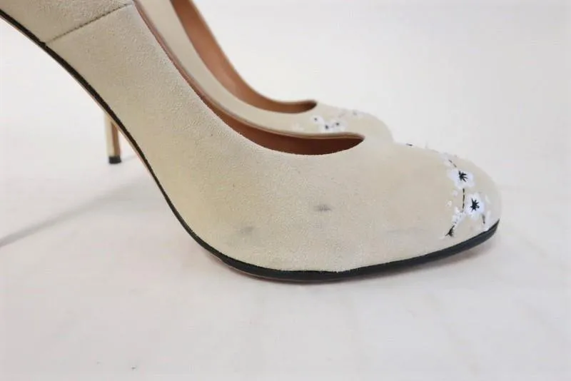 Alexa Wagner Pumps Prinzessin Ric Blumenbesticktes Wildleder Größe 38 High Heel