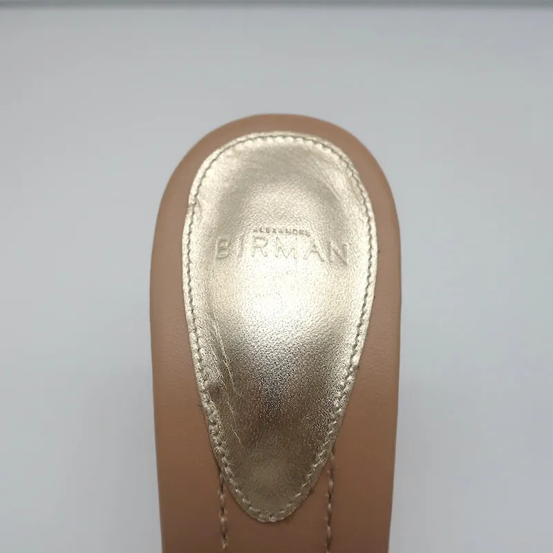 Alexandre Birman High Heel Mules mit Kristallverzierungen in Nude Leder Größe 37.5
