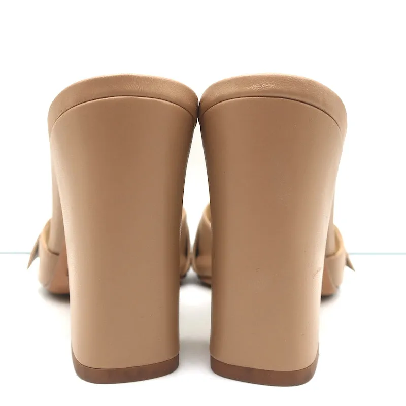 Alexandre Birman High Heel Mules mit Kristallverzierungen in Nude Leder Größe 37.5