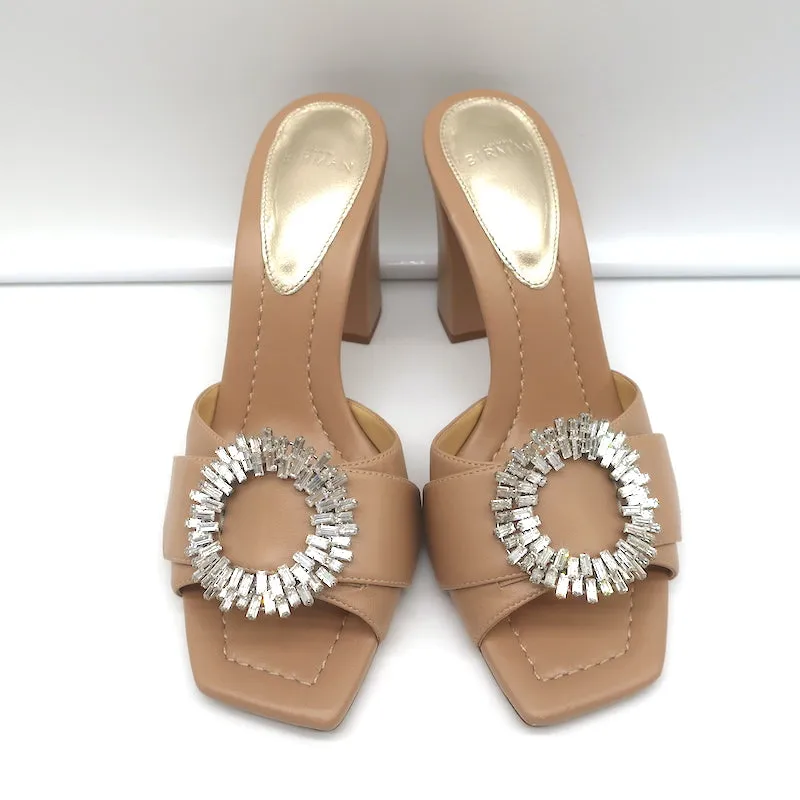 Alexandre Birman High Heel Mules mit Kristallverzierungen in Nude Leder Größe 37.5