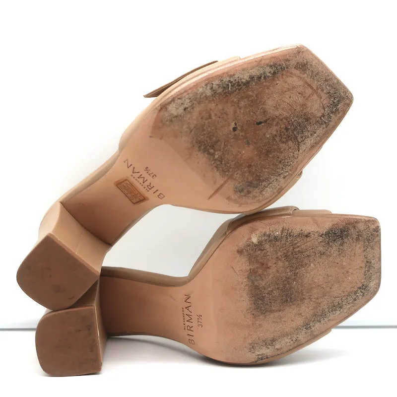 Alexandre Birman High Heel Mules mit Kristallverzierungen in Nude Leder Größe 37.5