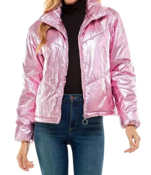 Angelika Metallisch Puff Jacke in Rosa