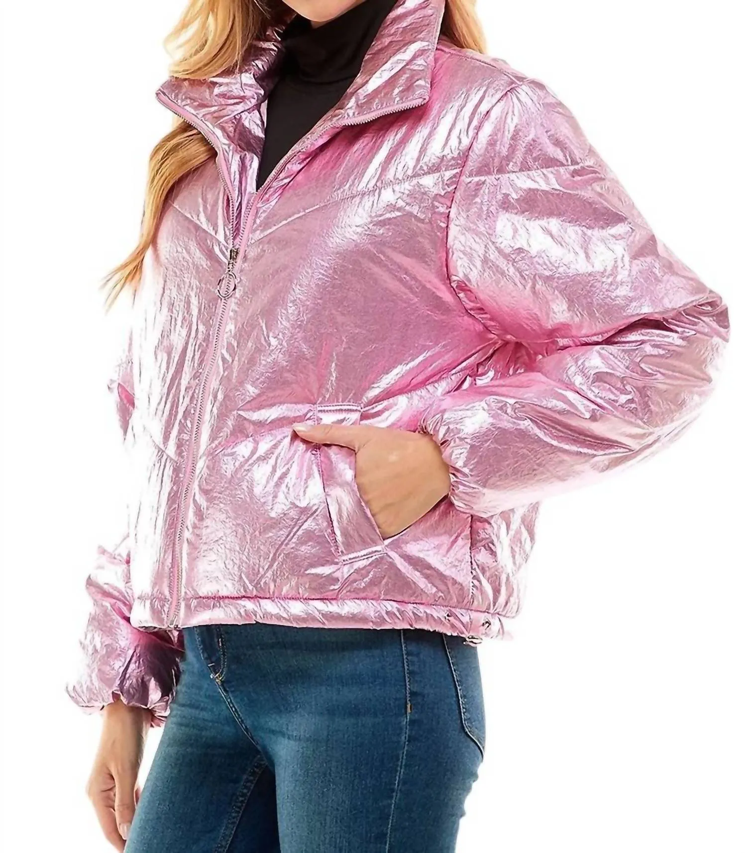 Angelika Metallisch Puff Jacke in Rosa