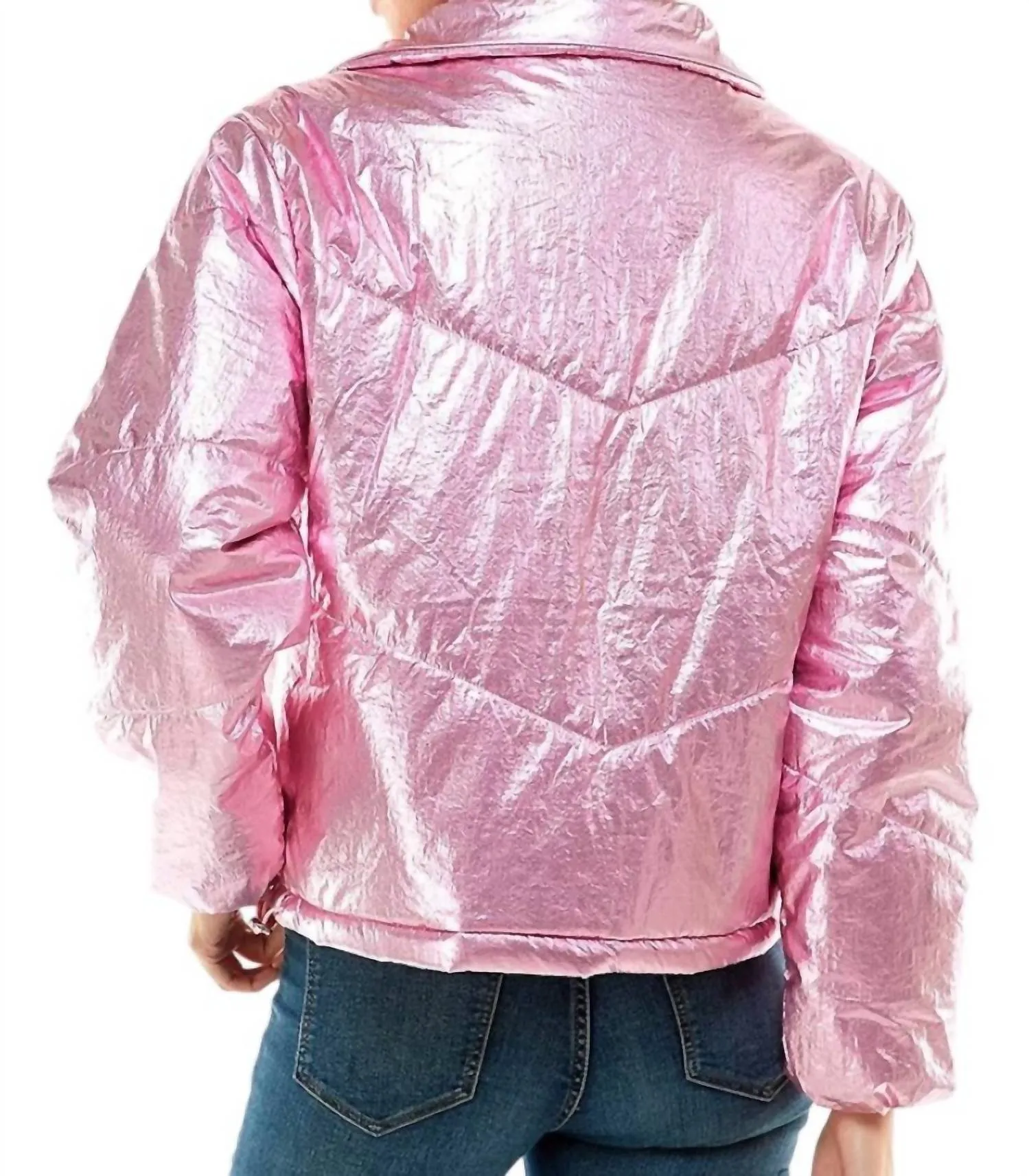 Angelika Metallisch Puff Jacke in Rosa