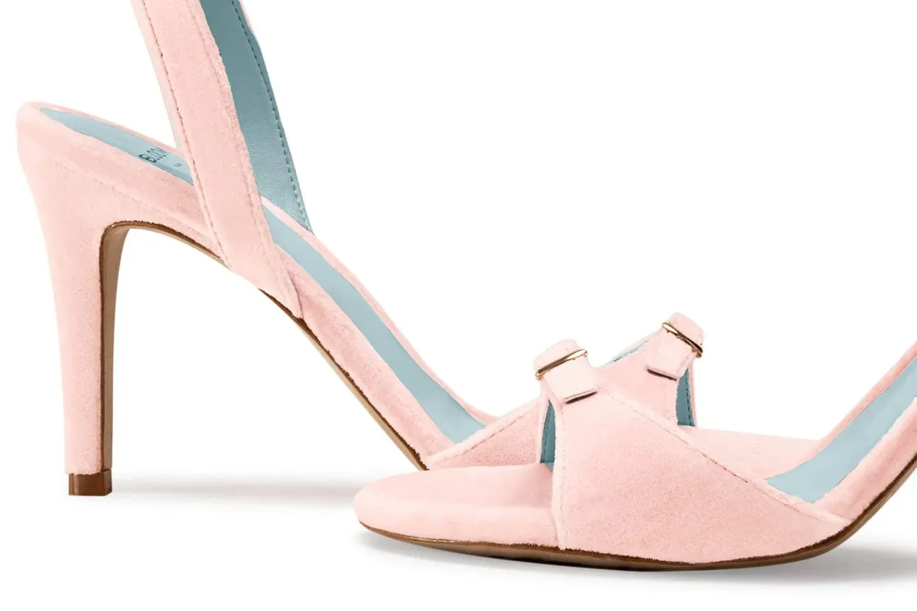 Anna Vegan Velvet High Heel Sandalen | Rosa