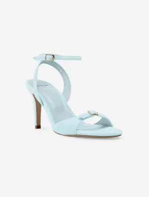 Anna Vegan Velvet Absatzsandalen | Himmelblau