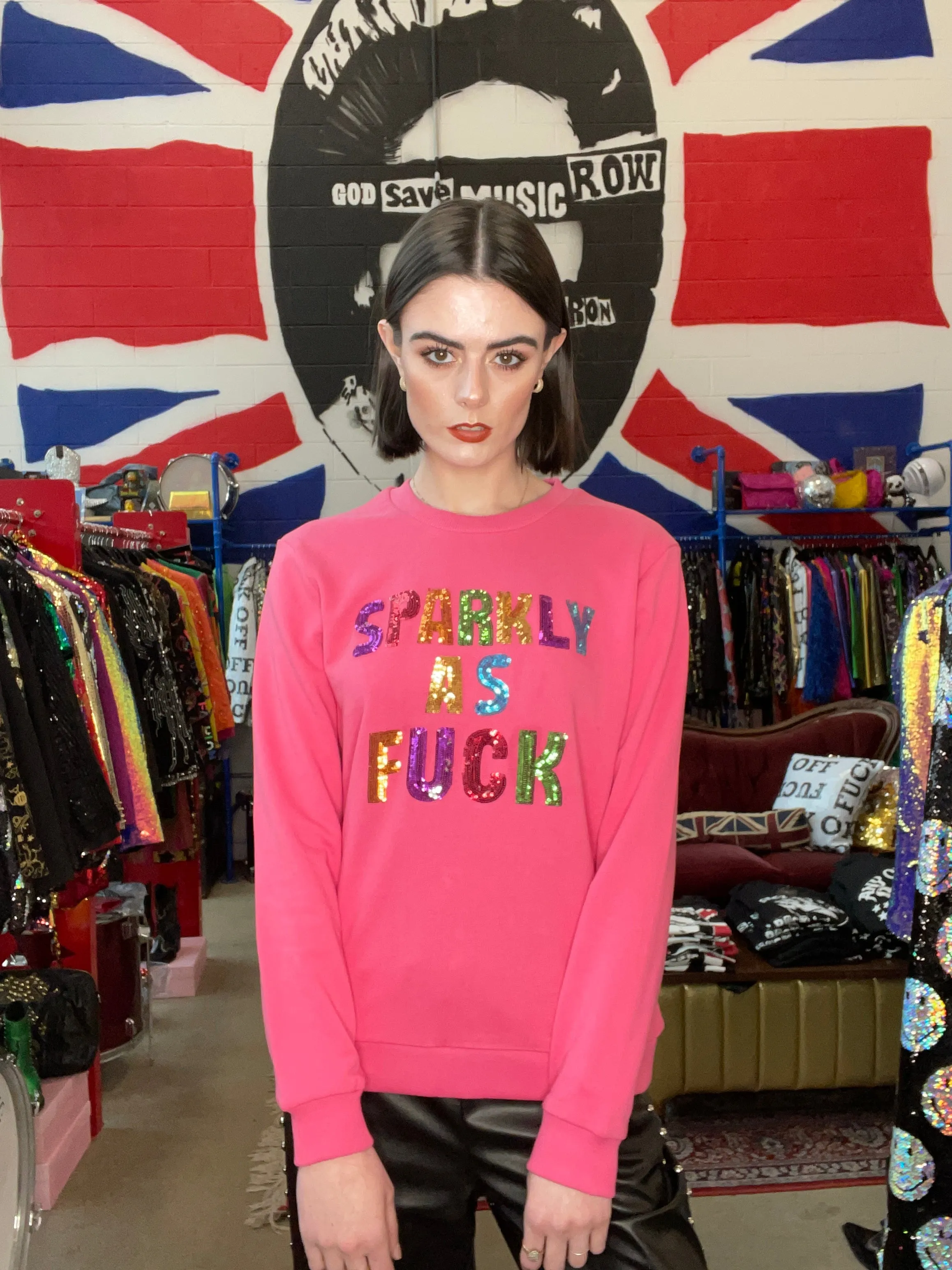 Any Old Iron Pink Glitzernd Wie Fuck Sweatshirt