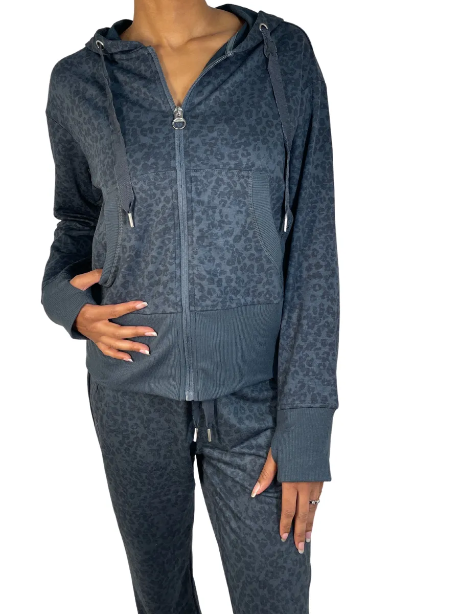 Apana Little Leopard Sweatjacken Blau Moos