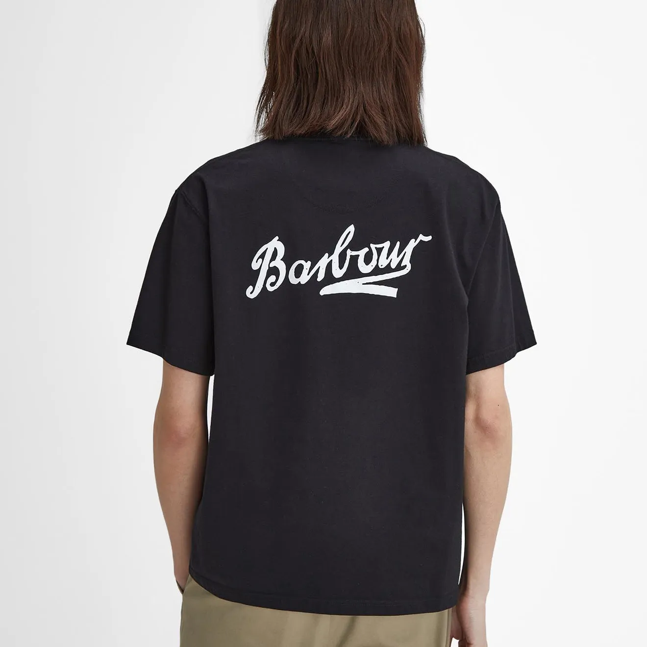 Barbour Bowery Übergroßes Grafik-T-Shirt Schwarz