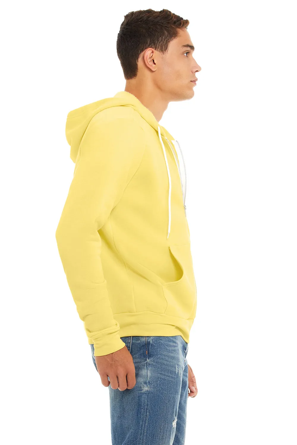 Bella   Canvas Herren Fleece Full-Zip Kapuzenpullover mit Taschen - Gelb
