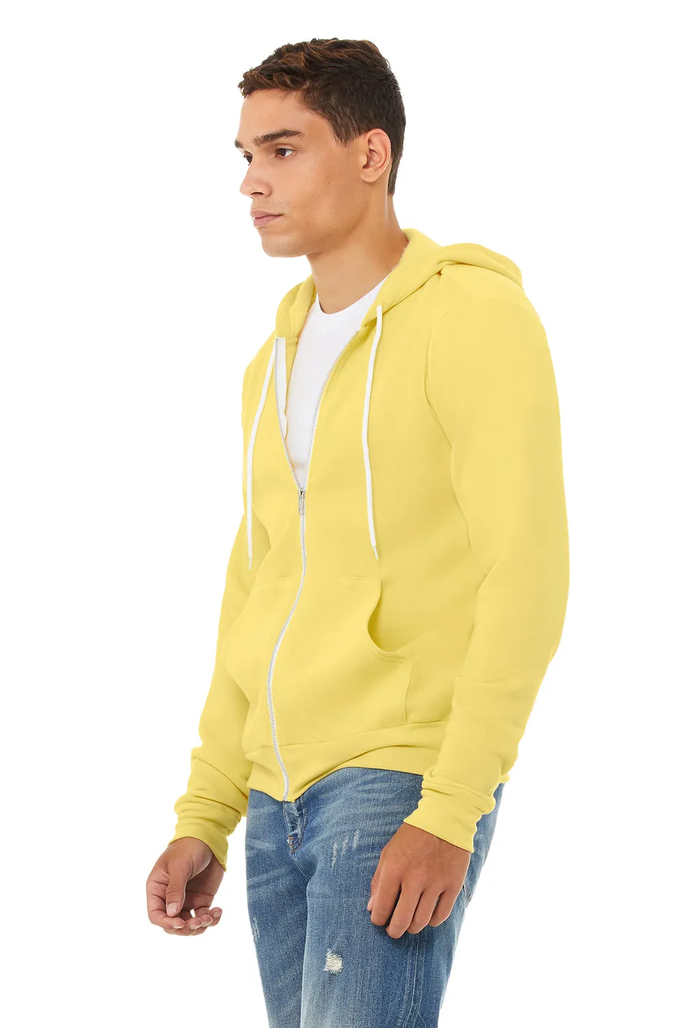 Bella   Canvas Herren Fleece Full-Zip Kapuzenpullover mit Taschen - Gelb