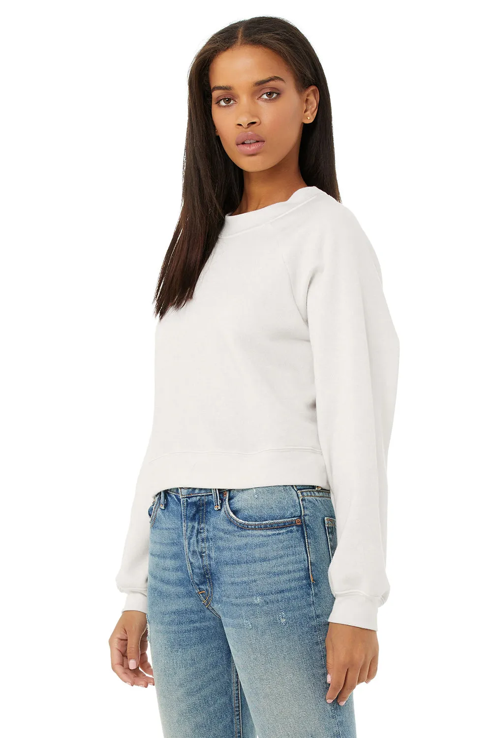 Bella   Canvas Damen Raglan Crewneck Sweatshirt - Vintage Weiß