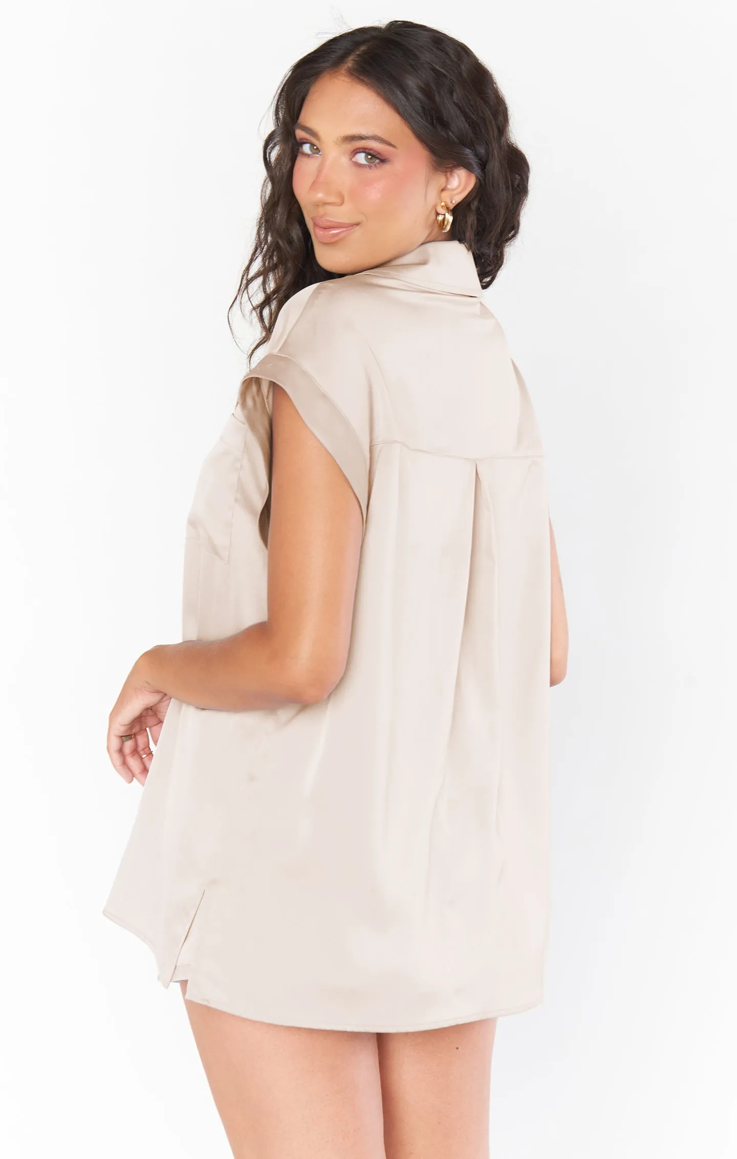 Best Day Button Up ~ Champagner Luxus Satin
