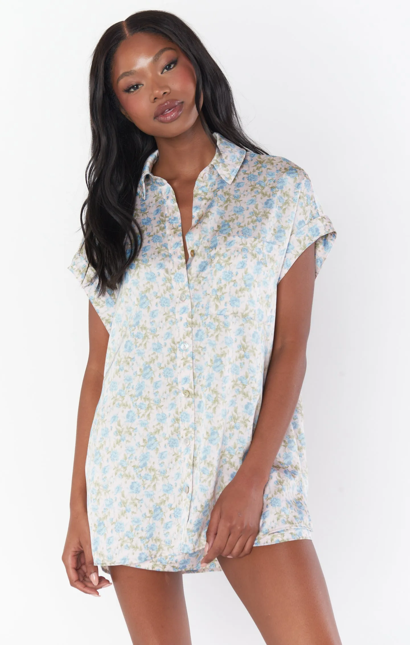 Best Day Button Up ~ Bezaubernde Rose Luxe Satin