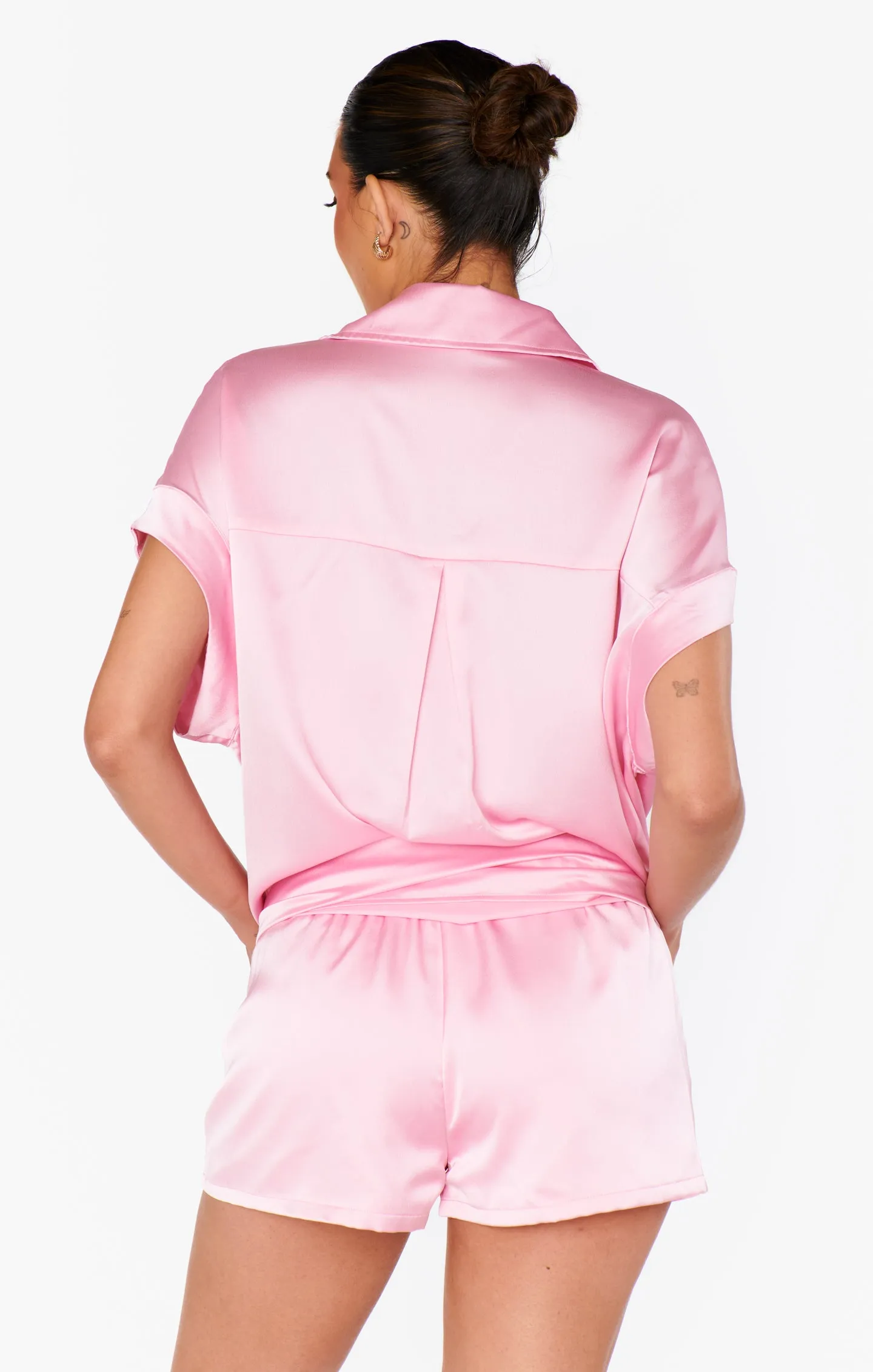 Best Day Button Up ~ Hellrosa Luxus-Satin