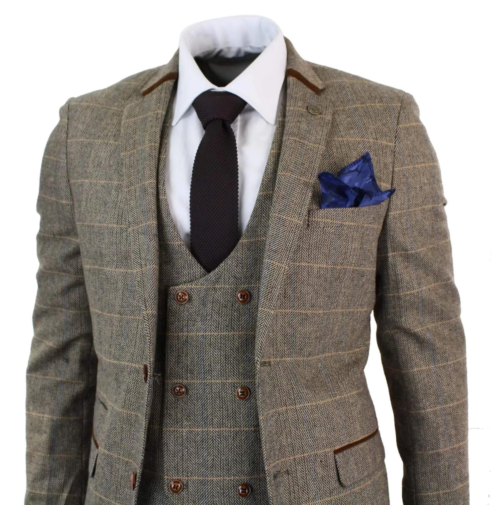 Blake 3-teiliger Tweed-Anzug mit doppelter Reihe