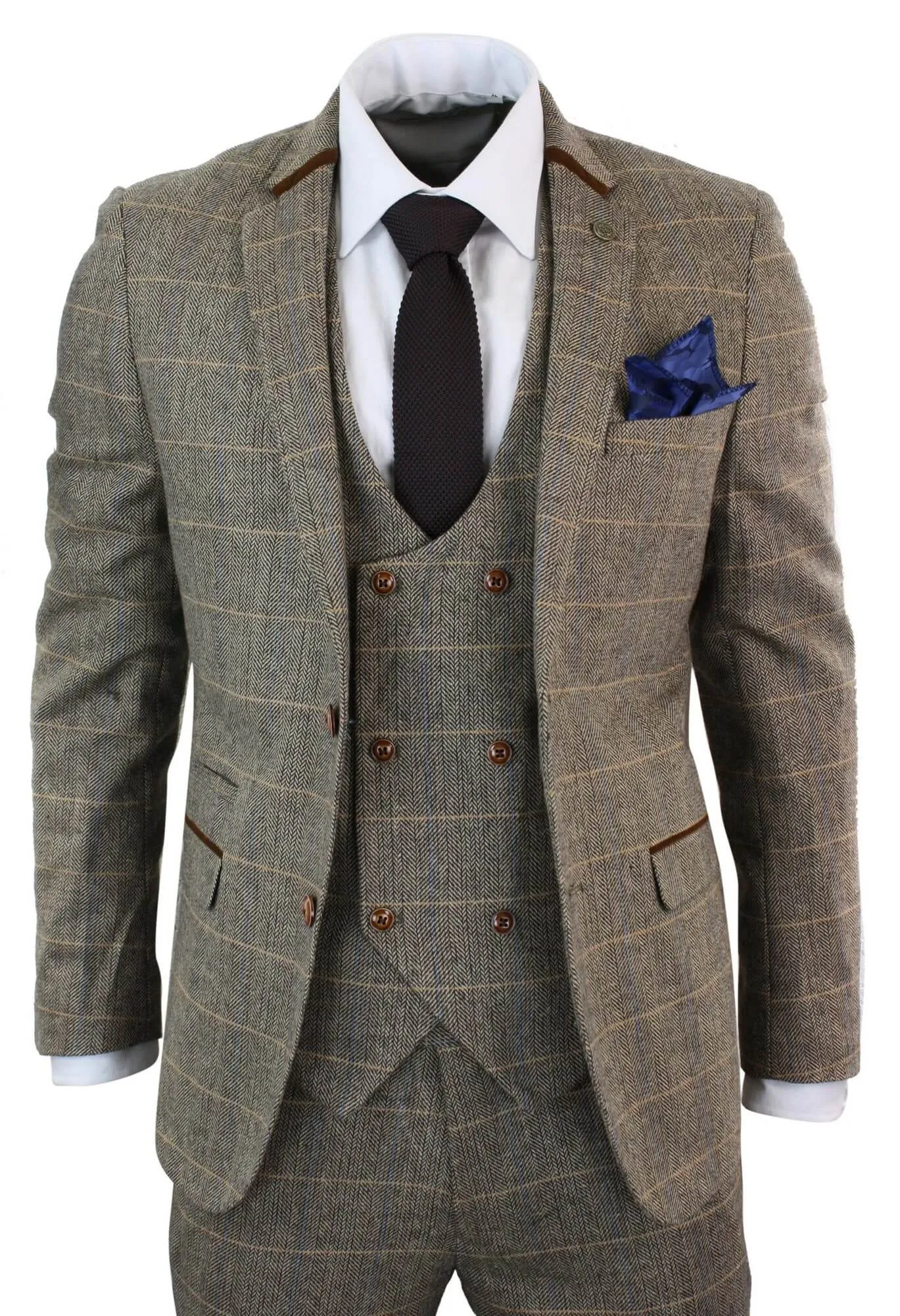 Blake 3-teiliger Tweed-Anzug mit doppelter Reihe