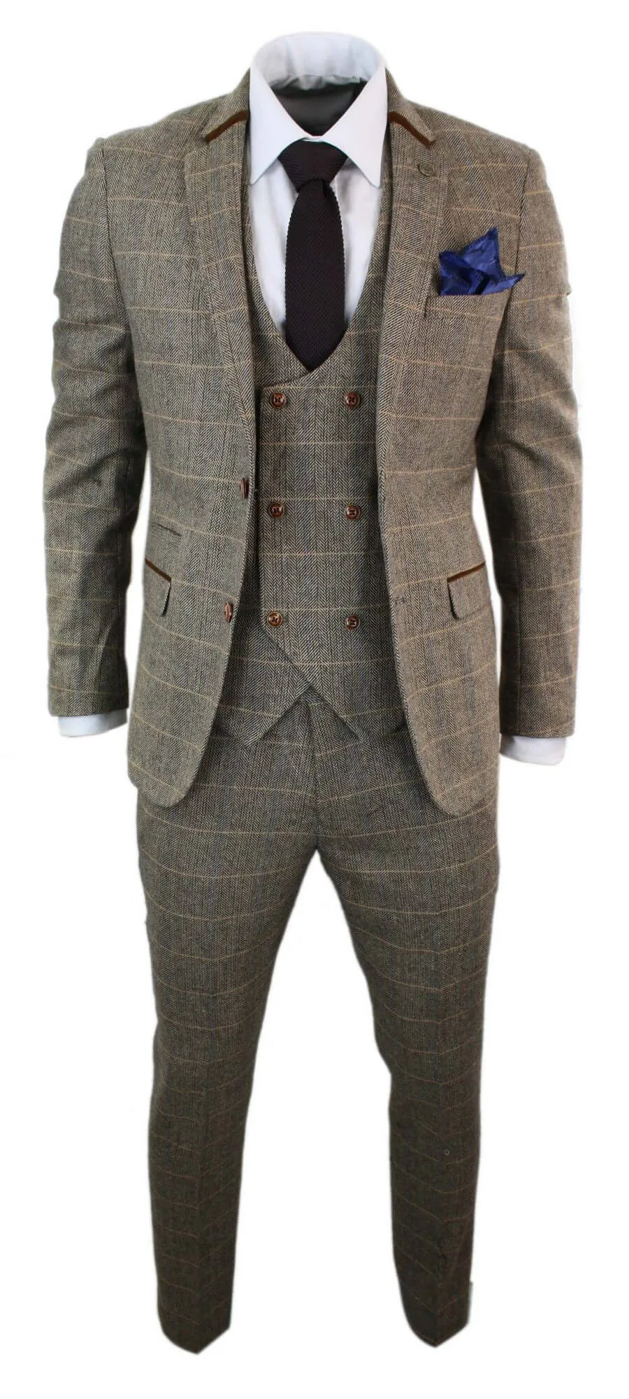 Blake 3-teiliger Tweed-Anzug mit doppelter Reihe