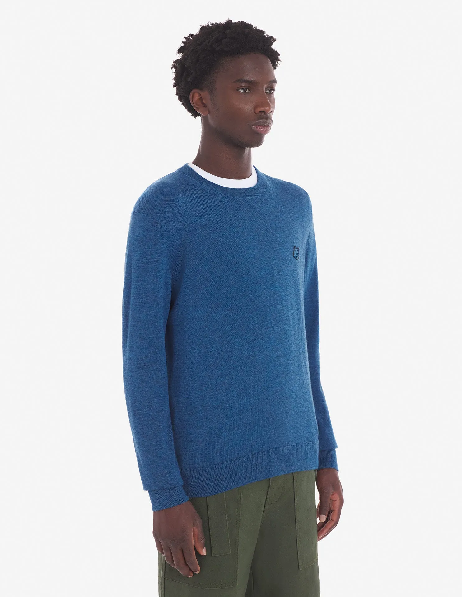 Mutiger Fuchskopf-Patch Regular Pullover Saphirblau