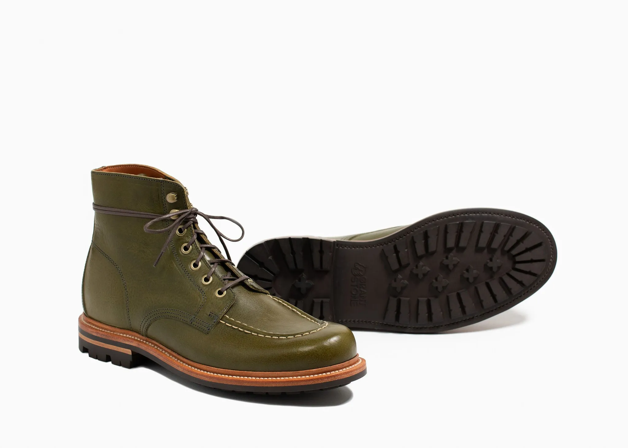 Messing-Stiefel Olivgrüne Minerva-Box