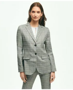 Brooks Brothers Damen Glencheck-Jacke aus Leinen-Mix in Hellgrau Brooks Brothers