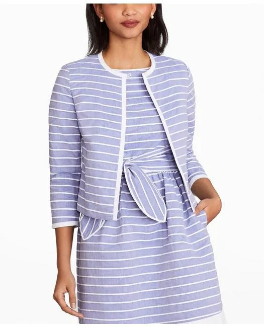 Brooks Brothers Damen Gestreifte Baumwoll-Dobby Cropped Jacket Blau/Weiß Brooks Brothers