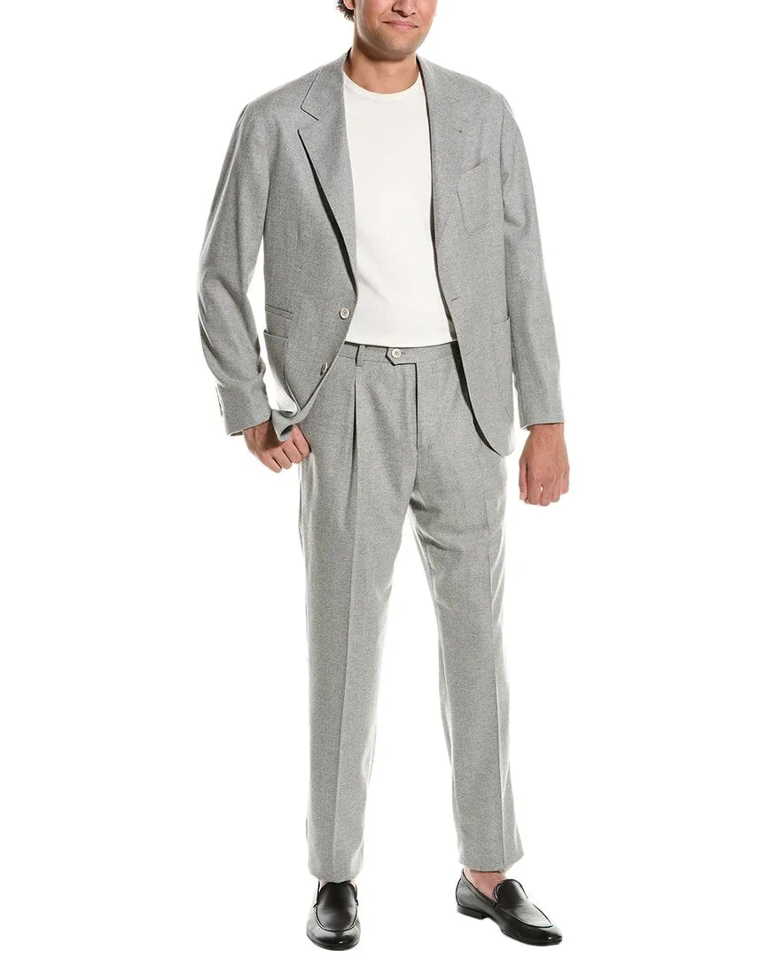 Brunello Cucinelli Anzug aus Wolle & Kaschmir-Mischgewebe mit Faltenhose