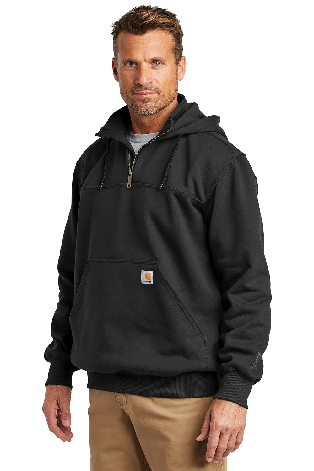 Carhartt Herren Paxton Rain Defender wasserabweisender 1/4-Zip Kapuzenpullover Hoodie mit Staufach - Schwarz
