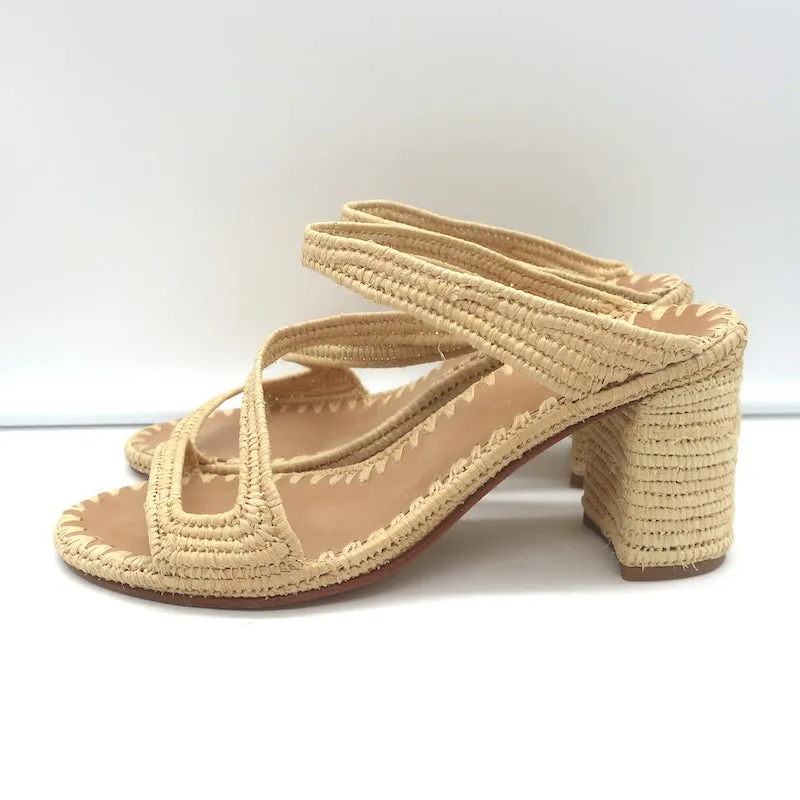 Carrie Forbes Salah Raffia Sandalen Natur Größe 41 High Heel Mules