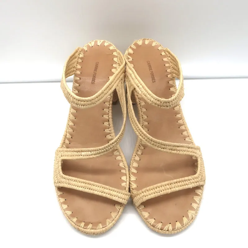 Carrie Forbes Salah Raffia Sandalen Natur Größe 41 High Heel Mules