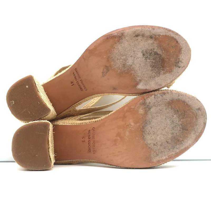 Carrie Forbes Salah Raffia Sandalen Natur Größe 41 High Heel Mules