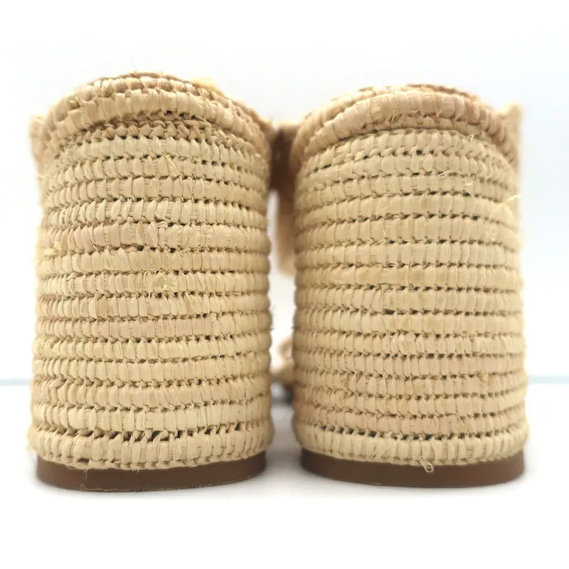 Carrie Forbes Salah Raffia Sandalen Natur Größe 41 High Heel Mules