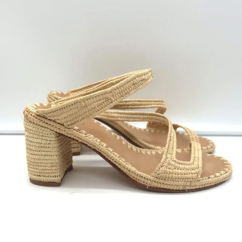 Carrie Forbes Salah Raffia Sandalen Natur Größe 41 High Heel Mules