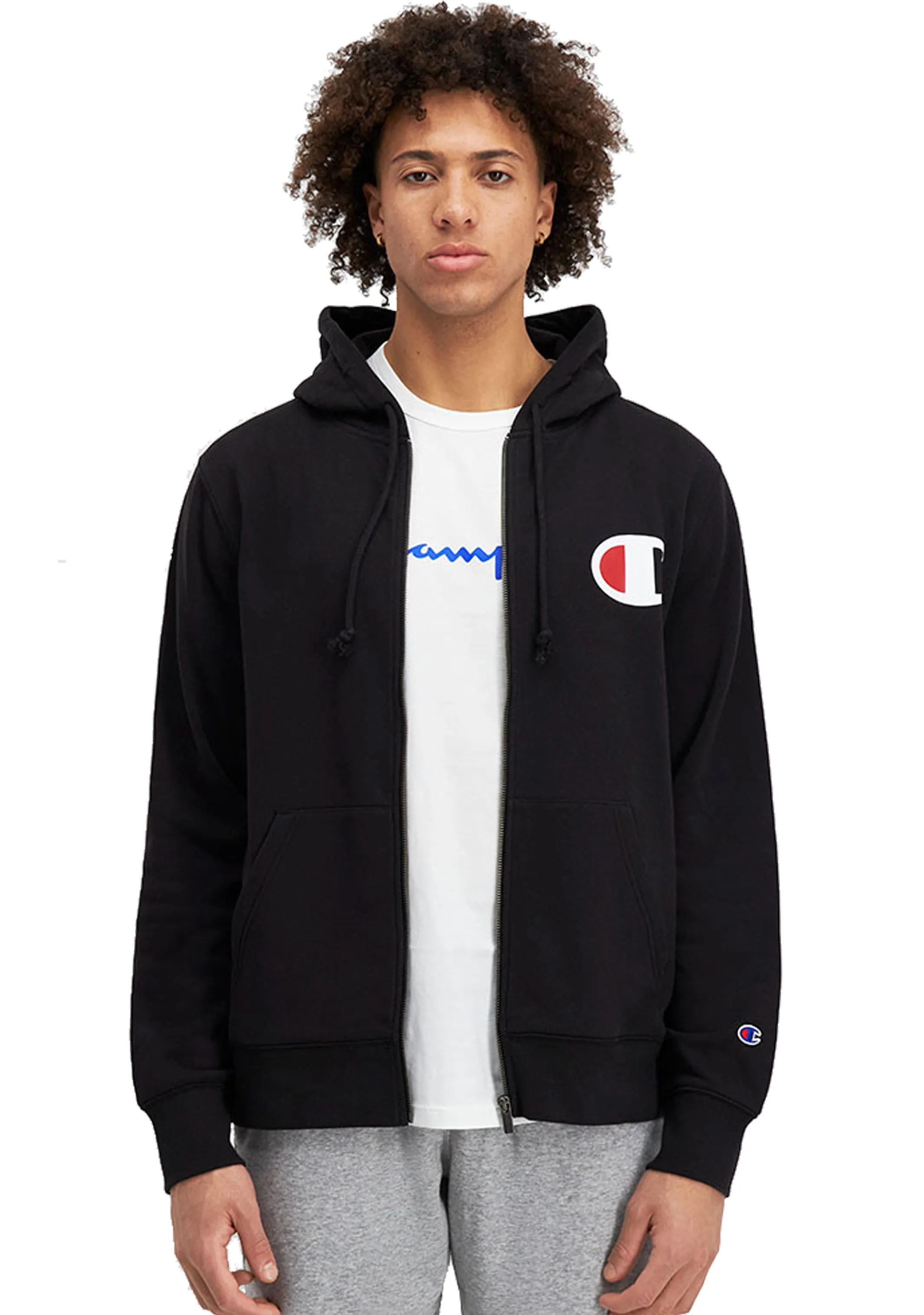 Champion Herren C Logo Zip Hoodie <br> AVV9N Schwarz