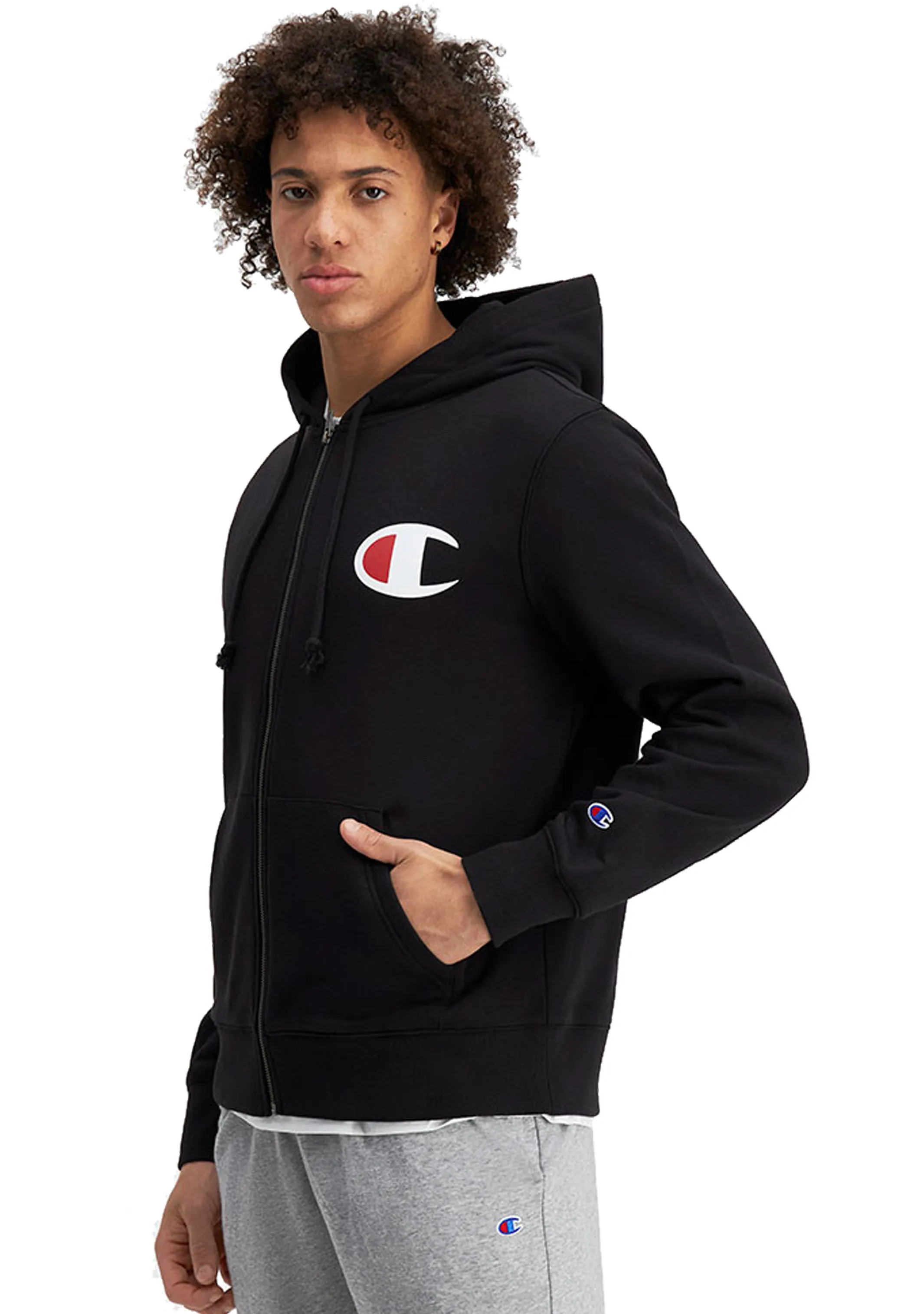 Champion Herren C Logo Zip Hoodie <br> AVV9N Schwarz