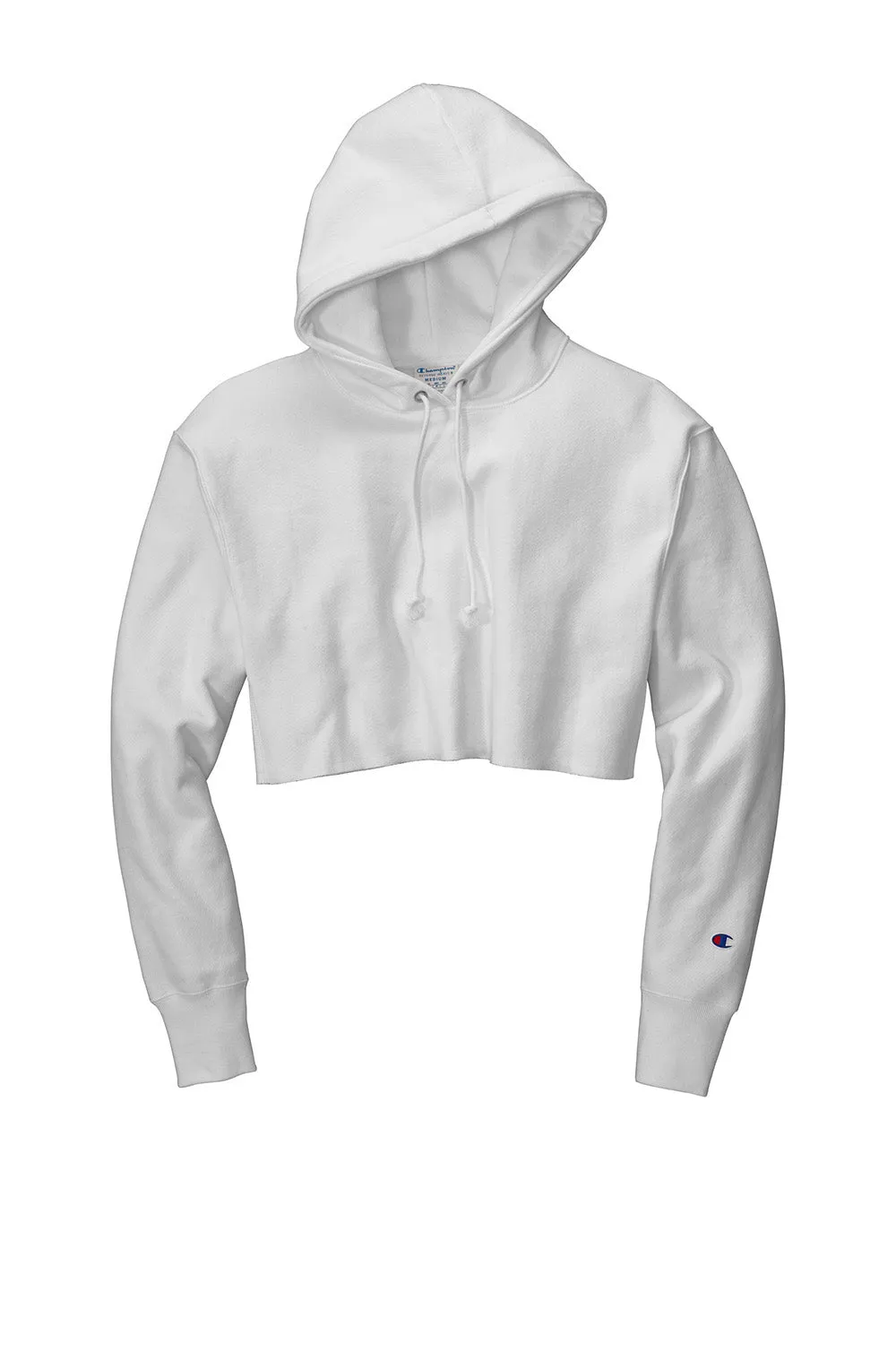 Champion Damen Reverse Weave Cropped Cut Off Kapuzenpullover Hoodie - Weiß