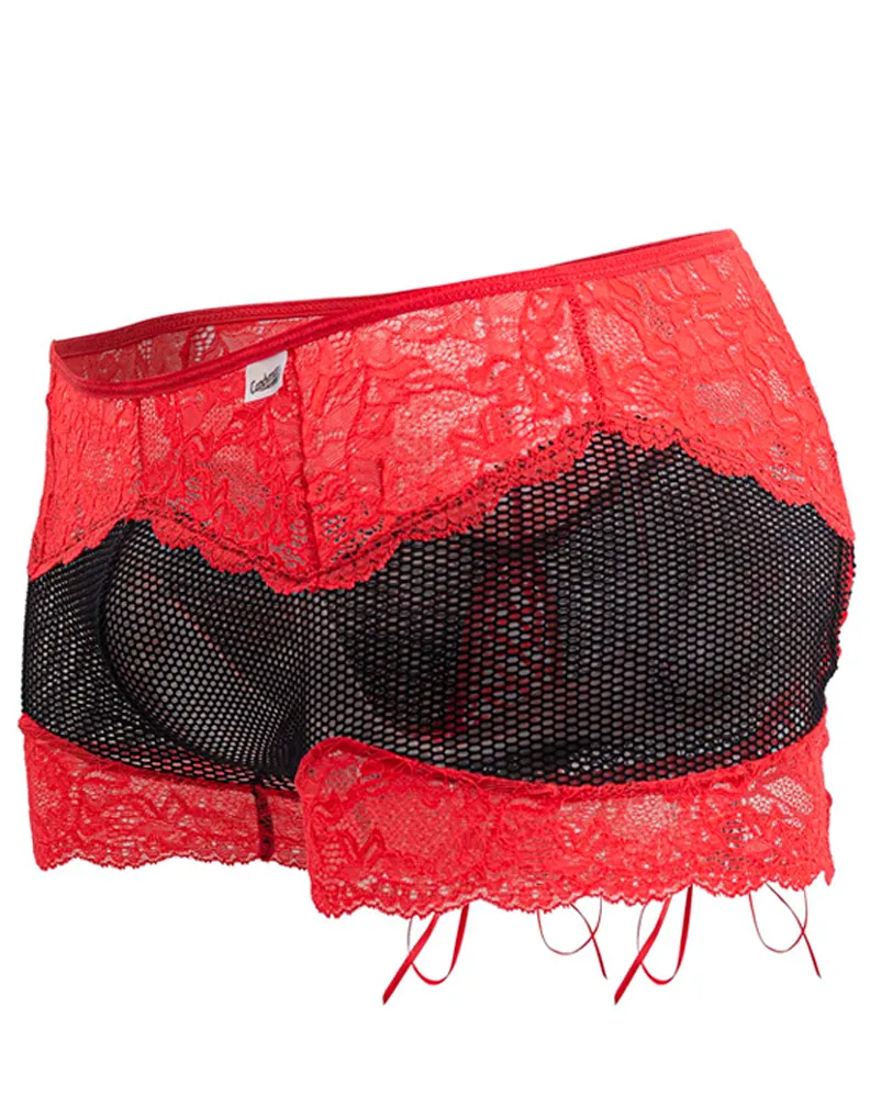 Bekleidung_Candyman_Herrenunterwäsche Candyman 99779 Mesh-Spitzen Slip Schwarz-Rot