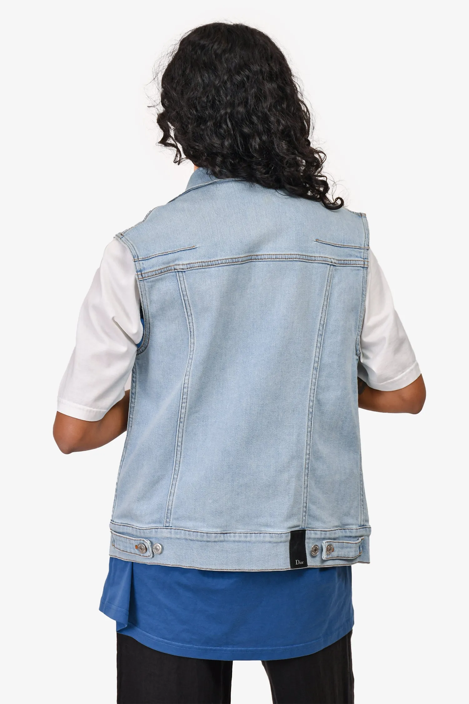 Dior Blue Denim Weste mit Knopfleiste Größe 48 Herren