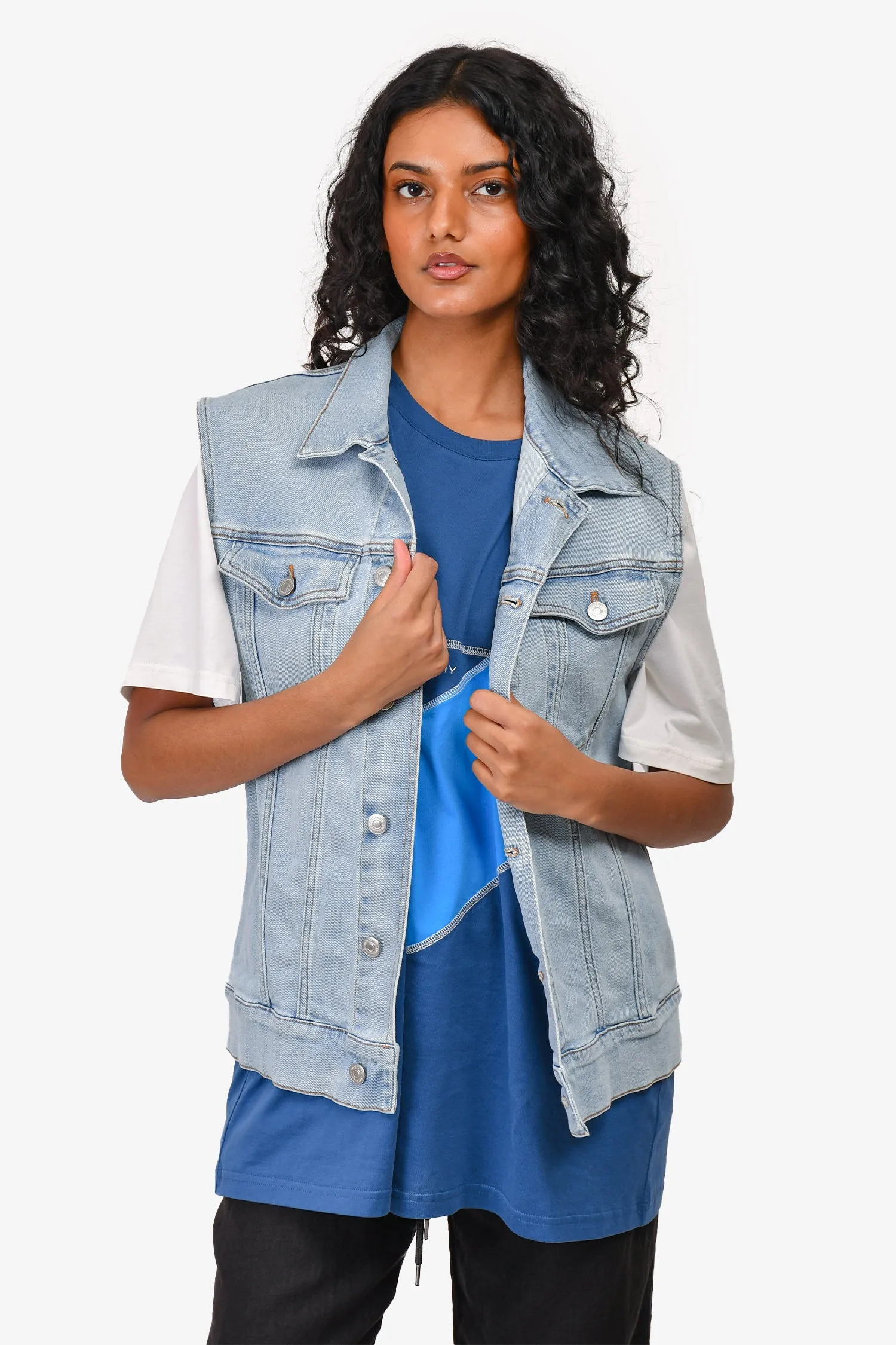 Dior Blue Denim Weste mit Knopfleiste Größe 48 Herren