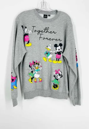 Disney Größe L Grau/Mehrfarbig Bedruckte Bestickte Tops Sweatshirt