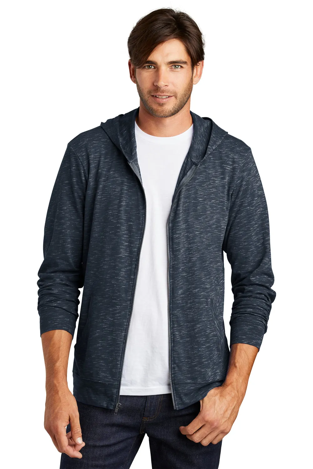 Bezirks Herren Medaille Full Zip Kapuzenpullover Hoodie mit Taschen - Neu Marineblau